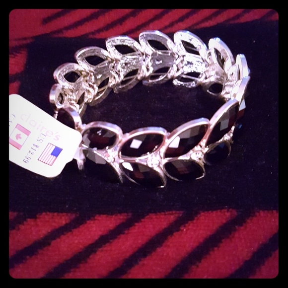 Claire's Jewelry - Claires Silver & Black Stone Bracelet